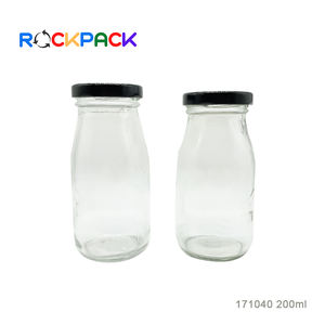 Bouteille de lait ronde vide de 200ml, bouteille de jus, bouteille de boisson avec bouchon à vis - Product Image 2