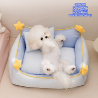 Canapé-lit pour animaux de compagnie en coton nuageux à rayures, grand lit pour animaux de compagnie, chaud toute l'année, pour chats et chiens