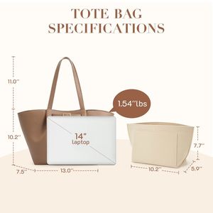 Sac fourre-tout élégant en cuir PU avec insert organisateur en feutre, design géométrique et grande capacité pour le travail, les voyages et l'usage quotidien - Product Image 4
