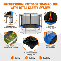 Trampoline de jardin certifié GS de 8 pieds sur 10 pieds avec filet de protection pour enfants et adultes, idéal pour le fitness