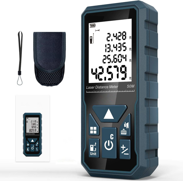 Laser Measure 165ft  Laser Distance Meter 50M Portable Handle Digital Measure Tool