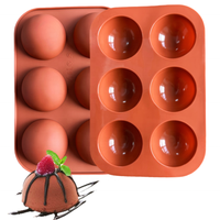 Moule à Chocolat en Silicone 6 Trous Boule Hémisphère de 5 cm de Diamètre pour la Cuisson DIY Ice Cube Dome Mousse Gâteau Savon-Outil de Pâtisserie