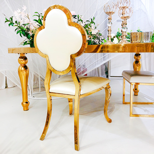 เก้าอี้แต่งงานสี่แฉกหรูหราดีไซน์ด้านหลังสีทองมันวาวสำหรับพิธีแต่งงาน - Product Image 5