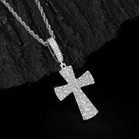 Gioielli Hip Hop in Argento Sterling 925 con Moissanite VVS, Design Personalizzato con Pepite d'Oro, Ciondolo Croce Cristiana Latina per Uomo