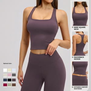 Conjunto de Yoga Sin Costuras, Conjunto de Yoga Acanalado Sin Costuras para Mujer, Leggings Acampanados, Top Deportivo Racerback, Ajuste Delgado, Transpirable, Secado Rápido, para Gimnasio y Fitness - Product Image 2
