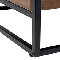Table de salon au design simple avec plateau en verre trempé et base en métal, table basse en bois avec rangement