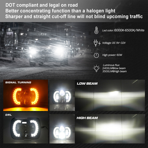 Bóng Đèn Pha <span class=keywords><strong>Led</strong></span> Xe Hơi 5 Inch X 7 Inch <span class=keywords><strong>7X5</strong></span> Đèn Xe Hơi 12V 60W Đèn Pha <span class=keywords><strong>Led</strong></span> Vuông 7 Inch 7 Inch Đèn Pha E-mark Hiluxs - Product Image 2