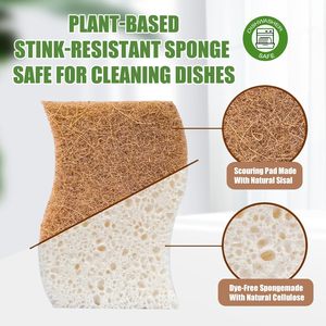 Spugna Ecologica per Cucina, Biodegradabile, Naturale, Compostabile, in Cellulosa, Cocco e Noce, Utensile per Pulizia <span class=keywords><strong>Piatti</strong></span> - Product Image 3