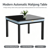 Table de Mahjong Automatique Style Moderne 4 Sorties Silencieuse Carrée 2-en-1 : Table à Manger et de Jeu pour Usage Commercial et Domestique