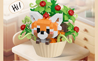 Blocs de construction en micro-particules en plastique ABS, série animaux mignons (renard, panda), 200-400 pièces, jouet DIY