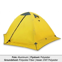 Tente de randonnée professionnelle, résistante au vent et à la pluie, légère, double couche, quatre saisons, tissu polyester, tiges en aluminium