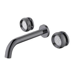 Robinet mélangeur mural en laiton gris anthracite haut de gamme pour meuble de salle de bain, type encastré, anti-éclaboussures avec mousseur d'eau - Product Image 6