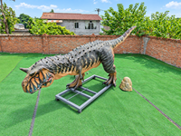 Statue de dinosaure animatronique de simulation grandeur nature, modèle Carnotaurus à servomoteur pour utilisation en extérieur (foire et centre commercial)