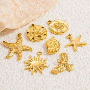 Colgantes de Acero Inoxidable con Forma de Estrella de Mar, Sol, Concha y Pájaro, Accesorios de Joyería DIY, Colgantes de Moda Unisex, Origen Yiwu - Product Image 1