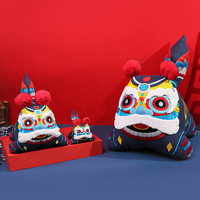 Poupée Lion en Tissu Brodé Faite à la Main Style Chinois, Décoration Danse du Lion, Logo Personnalisé de Haute Qualité, Célébration du Centième Jour du Bébé