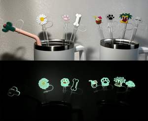 Cubierta Luminosa Personalizada para Pajitas de Vasos Stanley de 30 y 40 oz, Brilla en la Oscuridad, Lindos Protectores de Silicona para Pajitas - Product Image 5