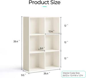 Prix de gros Étagère ouverte de salon en bois Organisateur de rangement autoportant à 3 niveaux avec panneau arrière Bibliothèque de maison blanche - Product Image 6