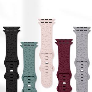 Correa con grabado de leopardo para Apple Watch 40mm 38mm 41mm 44mm 45mm 49mm mujeres, reemplazo de pulsera deportiva de silicona para IWatch Ultra - Product Image 4