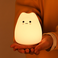 Lampe en silicone en forme de chaton mignon, colorée, changeant de couleur, lumière douce de chevet, alimentée par piles, veilleuse