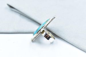 Anillo Vintage de Plata de Ley y Turquesa Mojave de Alta Calidad para Mujer, Hermoso Regalo de Boda para Mamá, Fiesta - Product Image 3