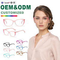 Monture de lunettes optiques multicolores souples effet œil de chat, monture complète en acétate laminé, pour commandes personnalisées en gros
