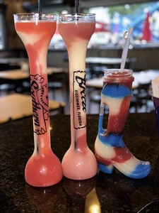 Nouveauté Gobelet de jardin en plastique à long col, couleurs assorties, pour boissons glacées et Daiquiri, avec couvercle et paille, logo personnalisé, vente en gros - Product Image 2