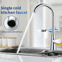 Robinet de cuisine moderne HighArc 360° rotatif à levier unique, montage sur plan, chromé, en plastique, avec valve en céramique et commande tactile facile