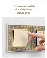 Interrupteur mural 86, panneau en alliage de zinc, style rétro, couleur bronze rouge, 250V, 1/2/3/4 gang, prise universelle, variateur 10A 20A