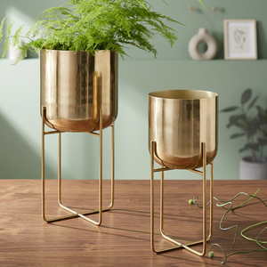 <b>Brass</b> Gold Planters With Stand Metal <b>Sheet</b> Planter - Product Image 2