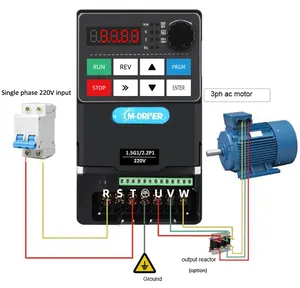 M驱动器迷你VFD 220v 1hp 2hp单相至3相变频驱动器0.75kw