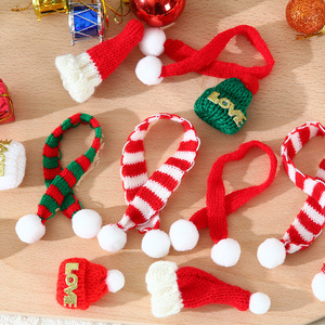 <b>Christmas</b> New <b>Mini</b> Knitted Small Scarf, Hat Decoration Pendant, Knitted Small Hat, Red and White Cane, <b>Christmas</b> Decoration - Product Image 1
