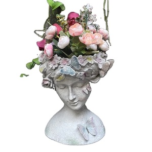 Ornements décoratifs européens créatifs pour la maison Vase de coiffure en forme de fleur Tête de déesse pouvant être plantée en résine artisanale - Product Image 3