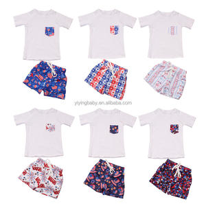 Venta al por mayor nuevo verano Día DE LA Independencia impreso manga corta <span class=keywords><strong>Camiseta</strong></span> Tops conjuntos de ropa casual para bebés niños 4 de Julio Loungewear - Product Image 6