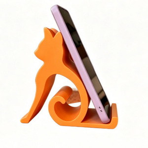 Cute Kitten Phone Stand 3D Printed Orange Cat Shape Mobile Holder Desktop Ornament One Touch Release Gift For Phone - Product Image 1