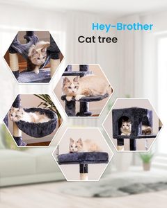 Wholesale Eco-Friendly Modern Luxurious Black Customized <b>Plush</b> Big Pet Condo Natural Sisal Wood Scratcher Furniture <b>Cat</b> Tree - Product Image 4