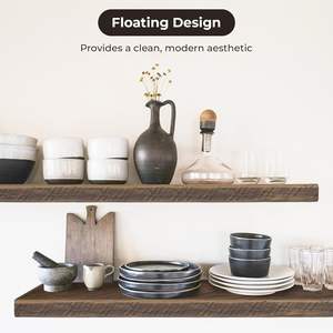 Estantes flotantes de madera Estante rústico de madera gruesa sólida real Hecho a mano - Product Image 4