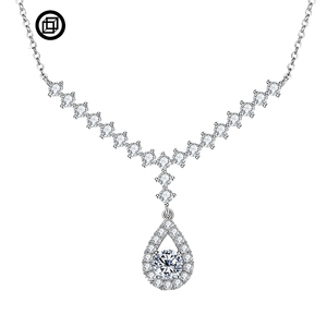 Colgante de plata de ley S925 con baño de platino y moissanita de corte brillante, certificado GRA, para mujer, compromiso, rojo, azul, verde, tesoro - Product Image 1