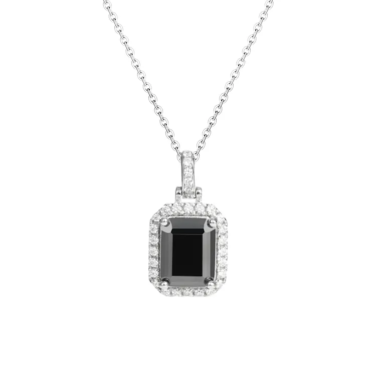 Collana di gioielli di lusso donna regalo di natale damigella d'onore 3CT pietra preziosa nera Moissanite collana pendente