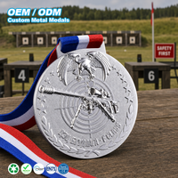 Médaille de Compétition de Tir Personnalisée en Argent Vieilli, Récompense de Tir à l'Arc en Alliage de Zinc Gaufré 3D, Souvenir avec Cordon Tricolore Imprimé