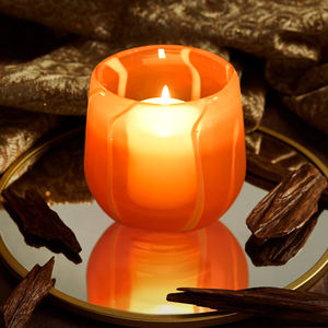 新しいデザインの煙カラフルな手吹きガラスキャンドル容器スワール模様吹きアンバーキャンドルジャー包装 - Product Image 5