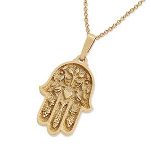 Menginspirasi Perhiasan Hamsa Liontin dengan Delima Merpati Damai Hati Ikan Anggur Jweish Simbol Tangan Perlindungan Pesona Judaica Perhiasan - Product Image 2