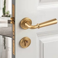 Offre Spéciale maison hôtel portes en bois serrures de porte magnétiques muettes et ensemble de serrures de poignée laiton antique doré