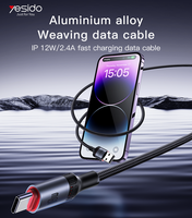 Yesido CA130L kabel Data USB ke IP, 2M pengisian daya Cepat Chip cerdas bawaan paduan aluminium