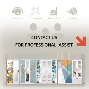 <span class=keywords><strong>Armadio</strong></span> Moderno in Acciaio Facile da Montare con Porta Scorrevole e Specchio Stampato per Ufficio e Casa - Product Image 6