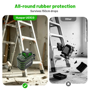 Niveau <span class=keywords><strong>laser</strong></span> 3D <span class=keywords><strong>Huepar</strong></span> U03CG 12 lignes 360° professionnel, protection contre les chutes de 1,5 mètre, protection intégrale en caoutchouc avec trépied - Product Image 2