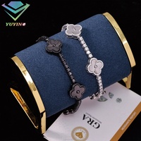 Pulsera de plata de ley 925 con trébol de cuatro hojas y moissanita, pulsera de cadena con trébol de diamantes, joyería fina para mujer
