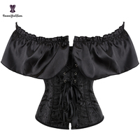 Corset de style gothique rétro vintage noir steampunk en dentelle, haut de corset à épaules dénudées, respirant, ferme, grande taille, tendance, sexy, bustier pour