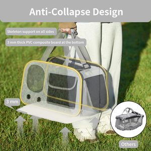 กระเป๋าใส่สุนัขแมวน้ำหนักไม่เกิน17ปอนด์กระเป๋าใส่สัตว์เลี้ยงแบบพับได้นุ่มด้านพร้อมฐานที่แข็งแรง - Product Image 6