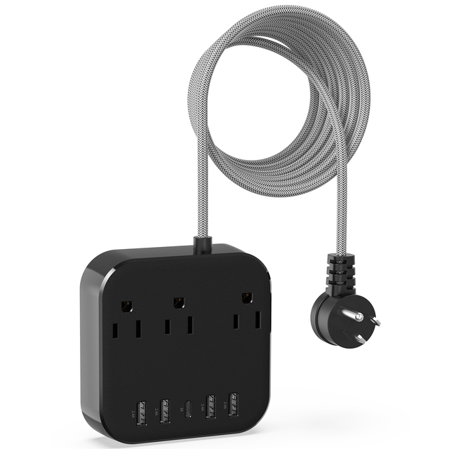 Wontravel Power Extension Socket 3 Outlet Power Strip Surge Protector Usb Type c Extension Board