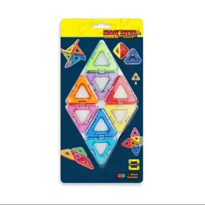 बच्चों के लिए सर्वाधिक बिकने वाला रंगीन त्रिकोण प्लास्टिक चुंबकीय टाइलें DIY चुंबकीय बिल्डिंग ब्लॉक खिलौना सेट